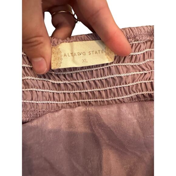 NWT Altar’d State Women Dress XL Dusty Mauve Puff Sleeve Cutout Tiered Babydoll - Picture 4 of 6